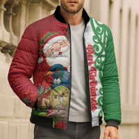 Meri Kirihimete New Zealand Personalised Bomber Puffer Jacket Cute Santa NZ Animals and Pohutukawa