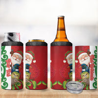 Meri Kirihimete New Zealand Personalised 4 in 1 Can Cooler Tumbler Cute Santa NZ Animals and Pohutukawa