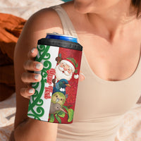 Meri Kirihimete New Zealand Personalised 4 in 1 Can Cooler Tumbler Cute Santa NZ Animals and Pohutukawa