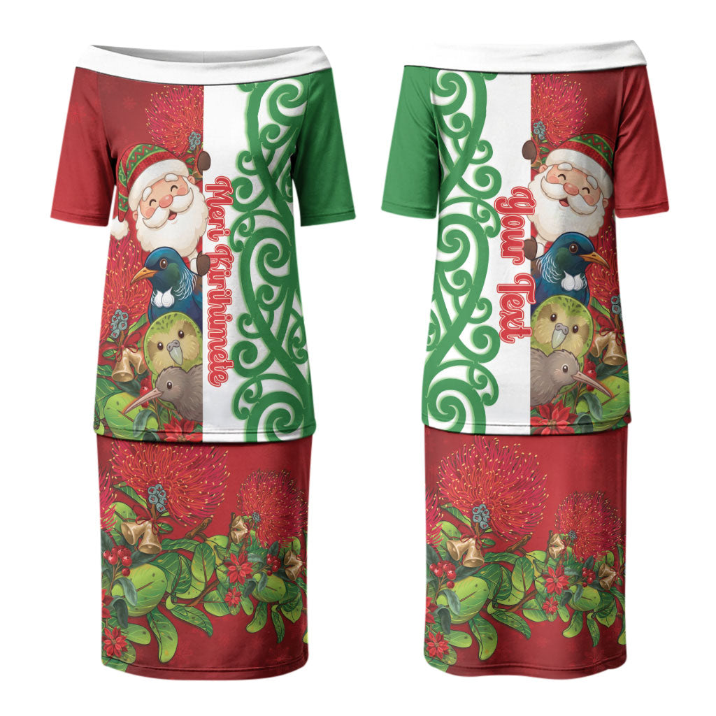 Meri Kirihimete New Zealand Personalised Couples Matching Puletasi and Hawaiian Shirt Cute Santa NZ Animals and Pohutukawa LT14 - Polynesian Pride
