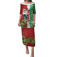 Meri Kirihimete New Zealand Personalised Family Matching Puletasi and Hawaiian Shirt Cute Santa NZ Animals and Pohutukawa