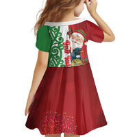 Meri Kirihimete New Zealand Personalised Family Matching Short Sleeve Bodycon Dress and Hawaiian Shirt Cute Santa NZ Animals and Pohutukawa