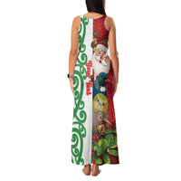 Meri Kirihimete New Zealand Personalised Family Matching Tank Maxi Dress and Hawaiian Shirt Cute Santa NZ Animals and Pohutukawa