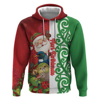 Meri Kirihimete New Zealand Personalised Hoodie Cute Santa NZ Animals and Pohutukawa
