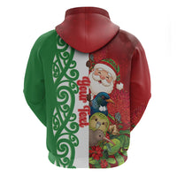Meri Kirihimete New Zealand Personalised Hoodie Cute Santa NZ Animals and Pohutukawa