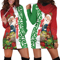 Meri Kirihimete New Zealand Personalised Hoodie Dress Cute Santa NZ Animals and Pohutukawa