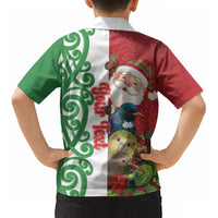 Meri Kirihimete New Zealand Personalised Kid Hawaiian Shirt Cute Santa NZ Animals and Pohutukawa LT14 - Polynesian Pride