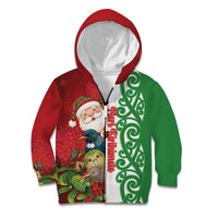 Meri Kirihimete New Zealand Personalised Kid Hoodie Cute Santa NZ Animals and Pohutukawa