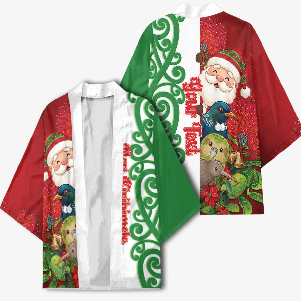 Meri Kirihimete New Zealand Personalised Kimono Cute Santa NZ Animals and Pohutukawa