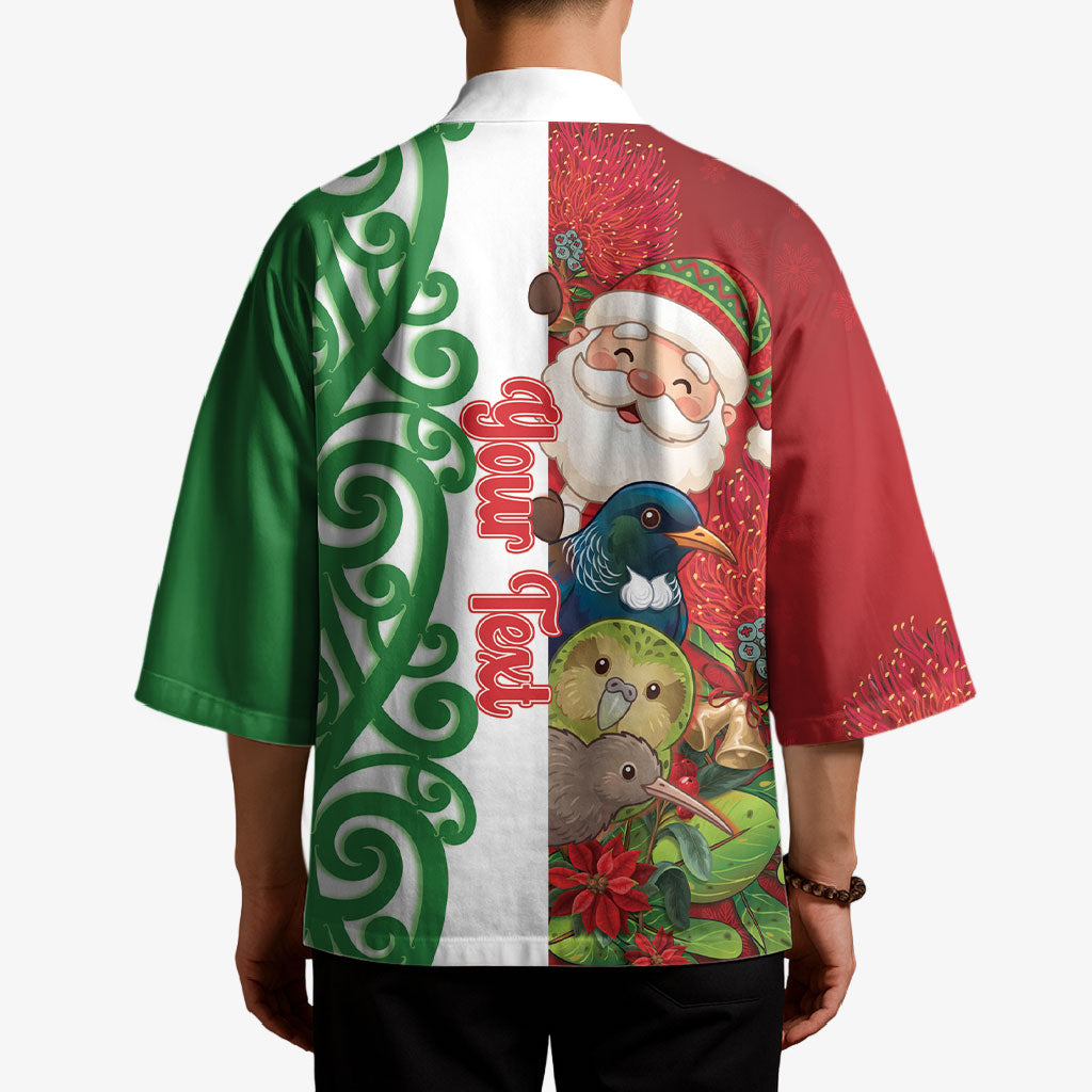 Meri Kirihimete New Zealand Personalised Kimono Cute Santa NZ Animals and Pohutukawa