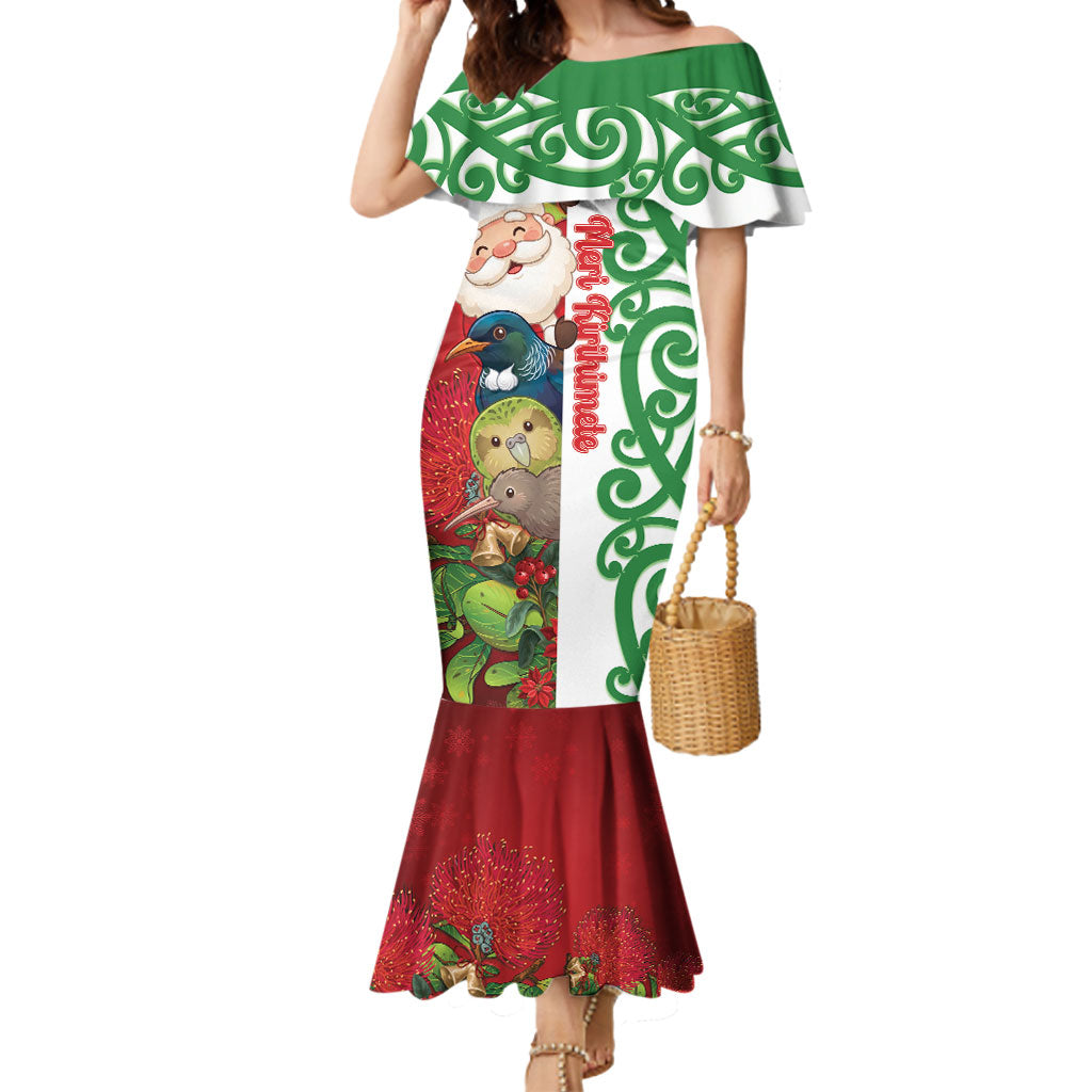 Meri Kirihimete New Zealand Personalised Mermaid Dress Cute Santa NZ Animals and Pohutukawa