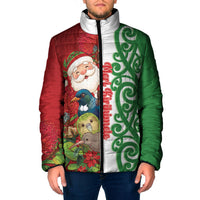 Meri Kirihimete New Zealand Personalised Padded Jacket Cute Santa NZ Animals and Pohutukawa