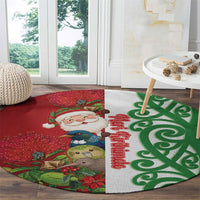 Meri Kirihimete New Zealand Round Carpet Cute Santa NZ Animals and Pohutukawa