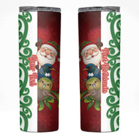 Meri Kirihimete New Zealand Personalised Skinny Tumbler Cute Santa NZ Animals and Pohutukawa