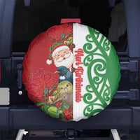 Meri Kirihimete New Zealand Spare Tire Cover Cute Santa NZ Animals and Pohutukawa