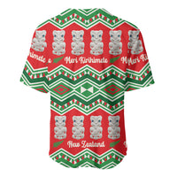 New Zealand Christmas In July Baseball Jersey Meri Kirihimete Hei Tiki Taniko Motifs Seamless