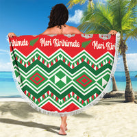 New Zealand Christmas In July Beach Blanket Meri Kirihimete Hei Tiki Taniko Motifs Seamless
