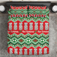 New Zealand Christmas In July Bedding Set Meri Kirihimete Hei Tiki Taniko Motifs Seamless