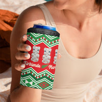 New Zealand Christmas In July 4 in 1 Can Cooler Tumbler Meri Kirihimete Hei Tiki Taniko Motifs Seamless