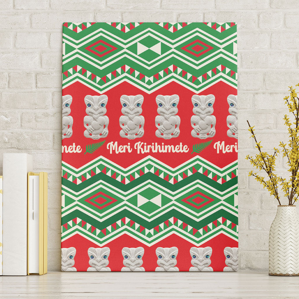 New Zealand Christmas In July Canvas Wall Art Meri Kirihimete Hei Tiki Taniko Motifs Seamless