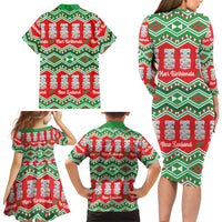 New Zealand Christmas In July Family Matching Long Sleeve Bodycon Dress and Hawaiian Shirt Meri Kirihimete Hei Tiki Taniko Motifs Seamless