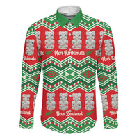 New Zealand Christmas In July Family Matching Off Shoulder Short Dress and Hawaiian Shirt Meri Kirihimete Hei Tiki Taniko Motifs Seamless