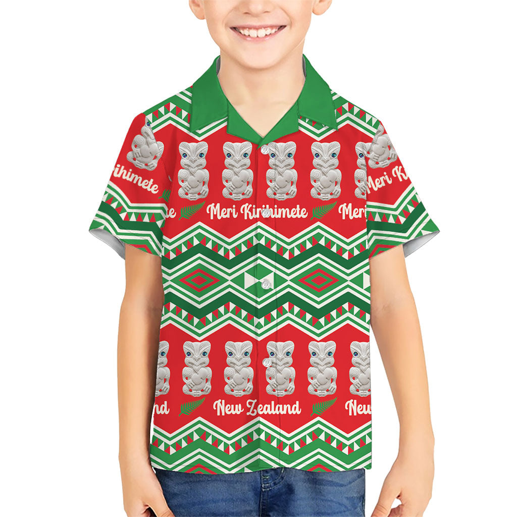 New Zealand Christmas In July Family Matching Summer Maxi Dress and Hawaiian Shirt Meri Kirihimete Hei Tiki Taniko Motifs Seamless