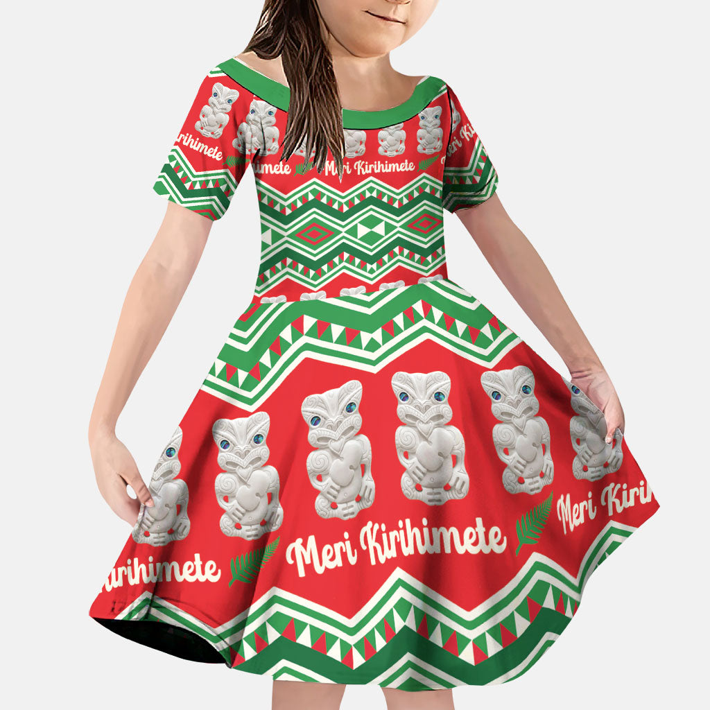 New Zealand Christmas In July Family Matching Tank Maxi Dress and Hawaiian Shirt Meri Kirihimete Hei Tiki Taniko Motifs Seamless