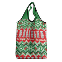 New Zealand Christmas In July Grocery Bag Meri Kirihimete Hei Tiki Taniko Motifs Seamless