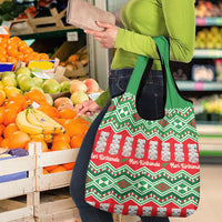 New Zealand Christmas In July Grocery Bag Meri Kirihimete Hei Tiki Taniko Motifs Seamless