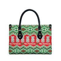 New Zealand Christmas In July Leather Bag Meri Kirihimete Hei Tiki Taniko Motifs Seamless