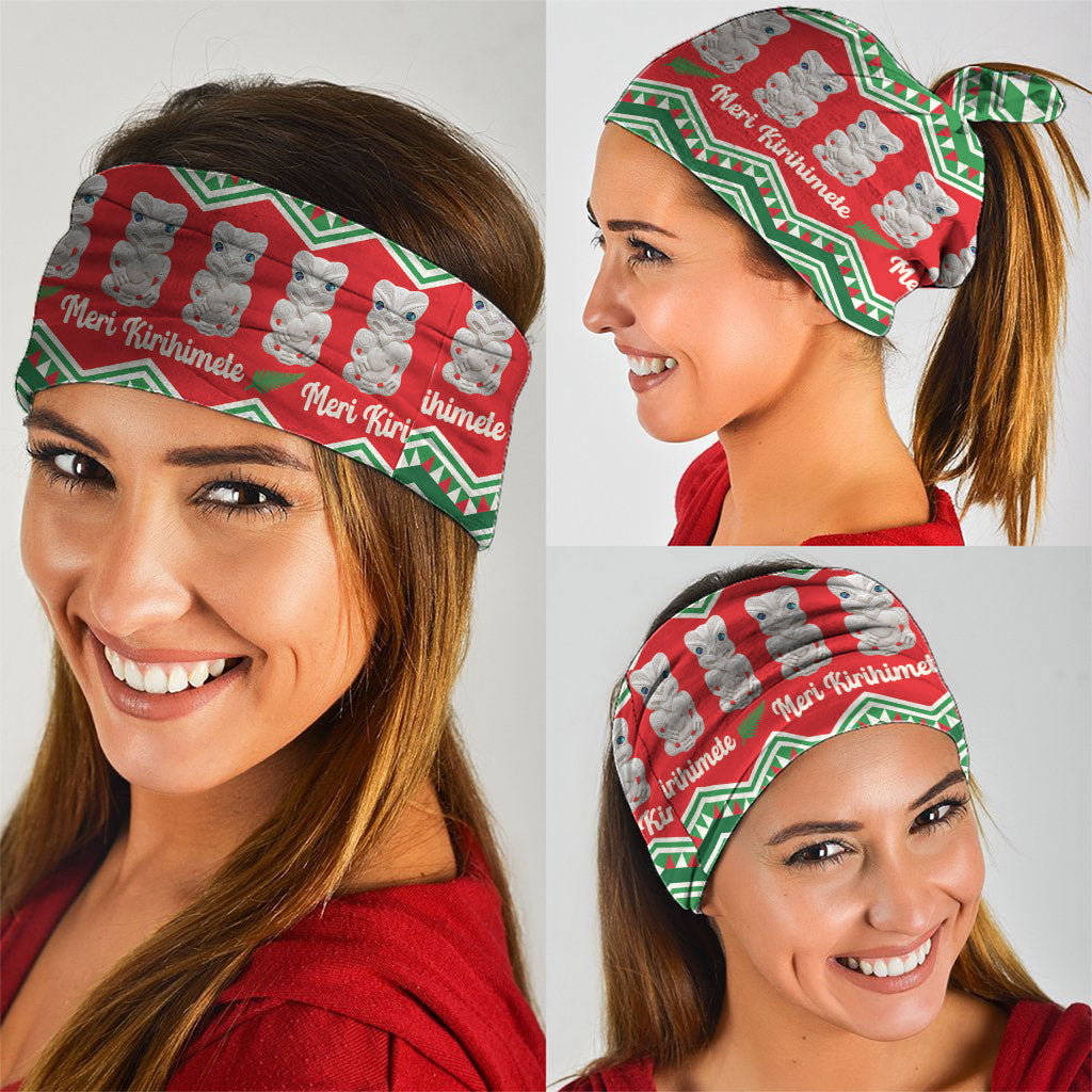 New Zealand Christmas In July Neck Gaiter Meri Kirihimete Hei Tiki Taniko Motifs Seamless
