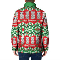 New Zealand Christmas In July Padded Jacket Meri Kirihimete Hei Tiki Taniko Motifs Seamless