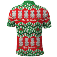 New Zealand Christmas In July Polo Shirt Meri Kirihimete Hei Tiki Taniko Motifs Seamless