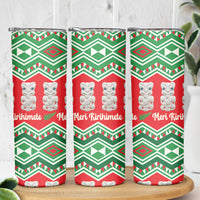New Zealand Christmas In July Skinny Tumbler Meri Kirihimete Hei Tiki Taniko Motifs Seamless