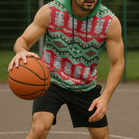 New Zealand Christmas In July Sleeveless Hoodie Meri Kirihimete Hei Tiki Taniko Motifs Seamless