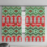 New Zealand Christmas In July Window Curtain Meri Kirihimete Hei Tiki Taniko Motifs Seamless
