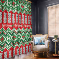 New Zealand Christmas In July Window Curtain Meri Kirihimete Hei Tiki Taniko Motifs Seamless