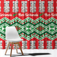 New Zealand Christmas In July Window Curtain Meri Kirihimete Hei Tiki Taniko Motifs Seamless