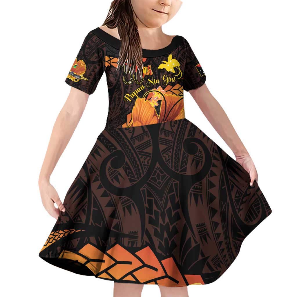 Papua New Guinea Independence Day Family Matching Off Shoulder Short Dress and Hawaiian Shirt 50th Anniversary Papua Niu Gini Bird Of Paradise LT14