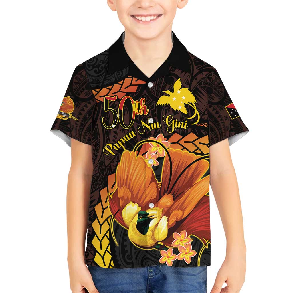 Papua New Guinea Independence Day Family Matching Summer Maxi Dress and Hawaiian Shirt 50th Anniversary Papua Niu Gini Bird Of Paradise LT14