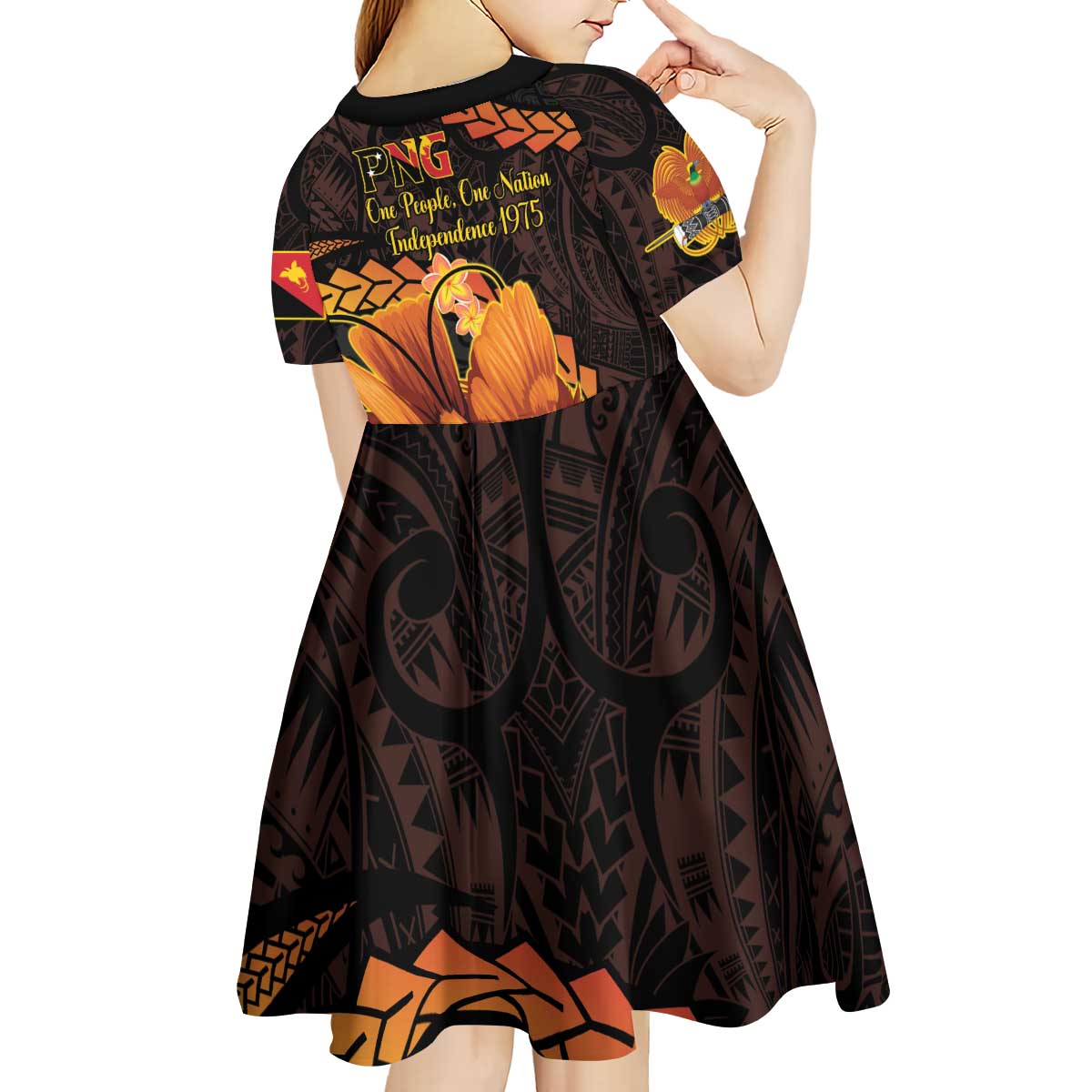 Papua New Guinea Independence Day Kid Short Sleeve Dress 50th Anniversary Papua Niu Gini Bird Of Paradise LT14