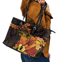 Papua New Guinea Independence Day Leather Tote Bag 50th Anniversary Papua Niu Gini Bird Of Paradise LT14