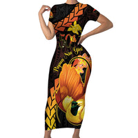Papua New Guinea Independence Day Short Sleeve Bodycon Dress 50th Anniversary Papua Niu Gini Bird Of Paradise LT14
