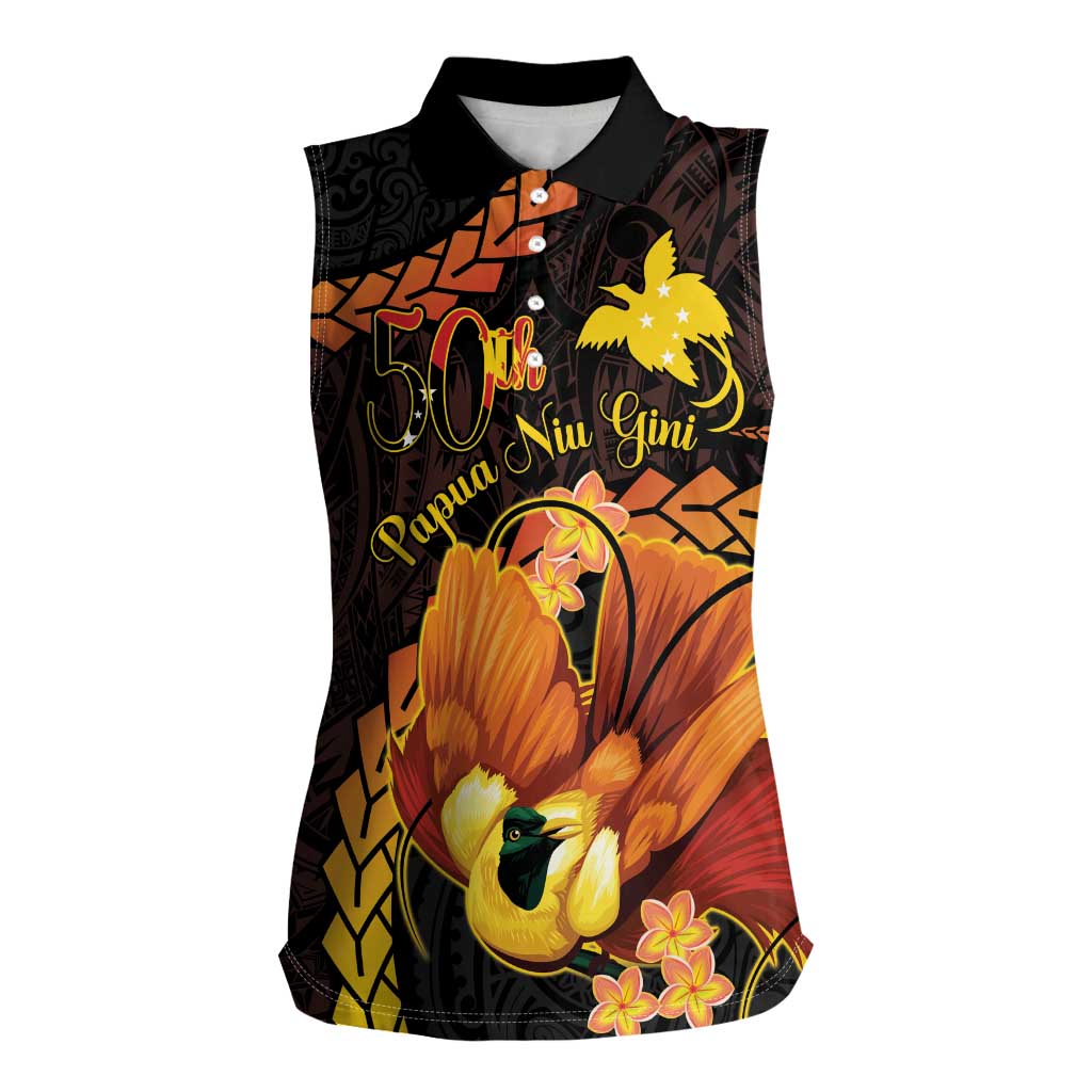 Papua New Guinea Independence Day Women Sleeveless Polo Shirt 50th Anniversary Papua Niu Gini Bird Of Paradise LT14
