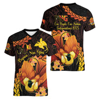 Papua New Guinea Independence Day Women V-Neck T-Shirt 50th Anniversary Papua Niu Gini Bird Of Paradise LT14