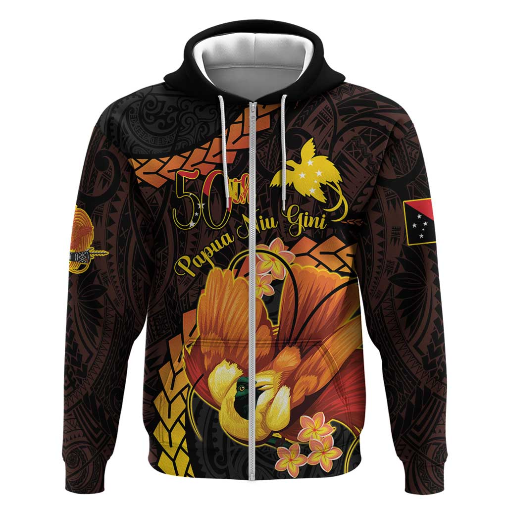 Papua New Guinea Independence Day Zip Hoodie 50th Anniversary Papua Niu Gini Bird Of Paradise LT14