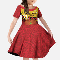 Papua New Guinea Independence Day Kid Short Sleeve Dress Since 1975 Unity In Diversity LT14 KID Red - Polynesian Pride
