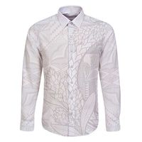 Samoa White Sunday Family Matching Off The Shoulder Long Sleeve Dress and Hawaiian Shirt Lotu Tamaiti Siapo With Teuila
