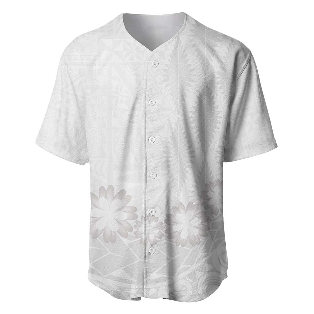 Tonga White Sunday Baseball Jersey Manuia le Aso Sa o Tamaiti Heilala With Ngatu Pattern LT14 White - Polynesian Pride